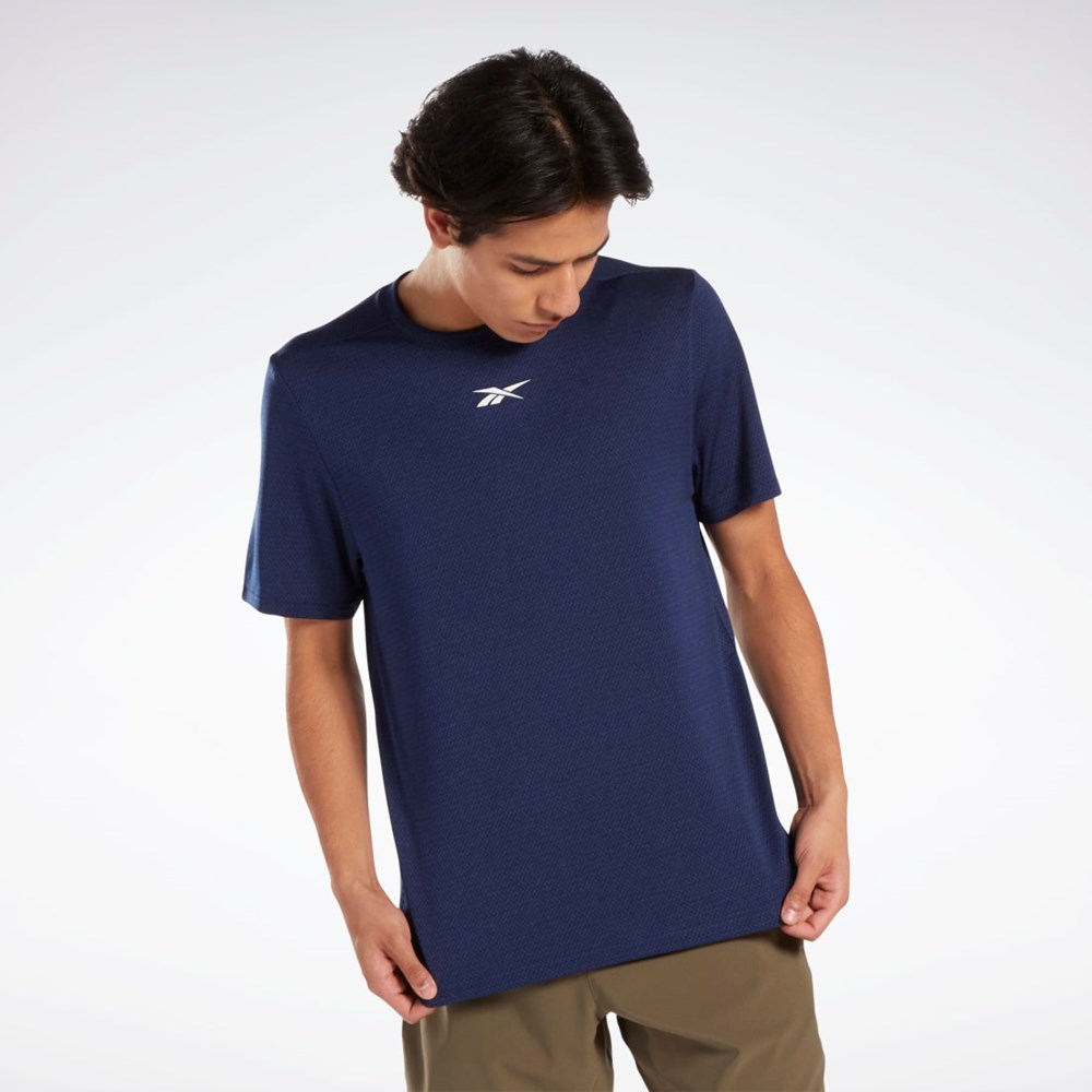 Reebok Workout Ready Mélange T-Shirt Blå | RYMSL-2876