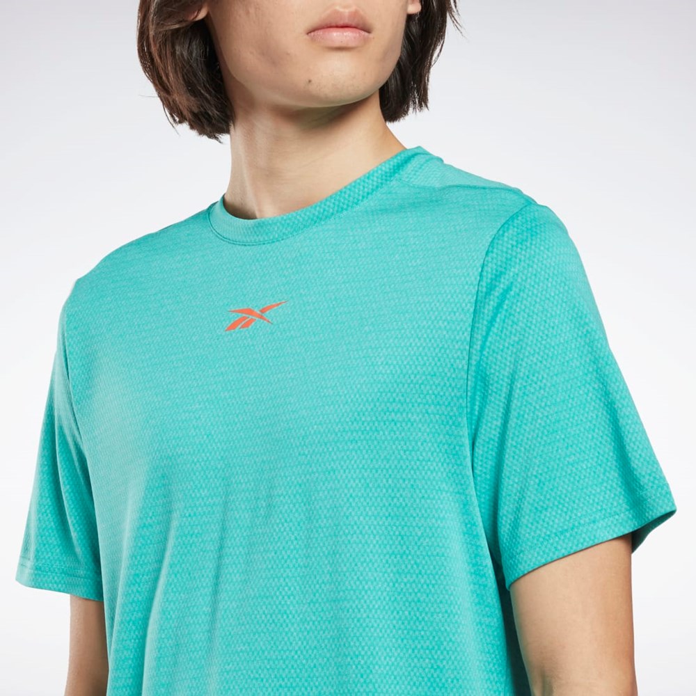 Reebok Workout Ready Mélange T-Shirt Semi Classic Teal | CAWVS-3605