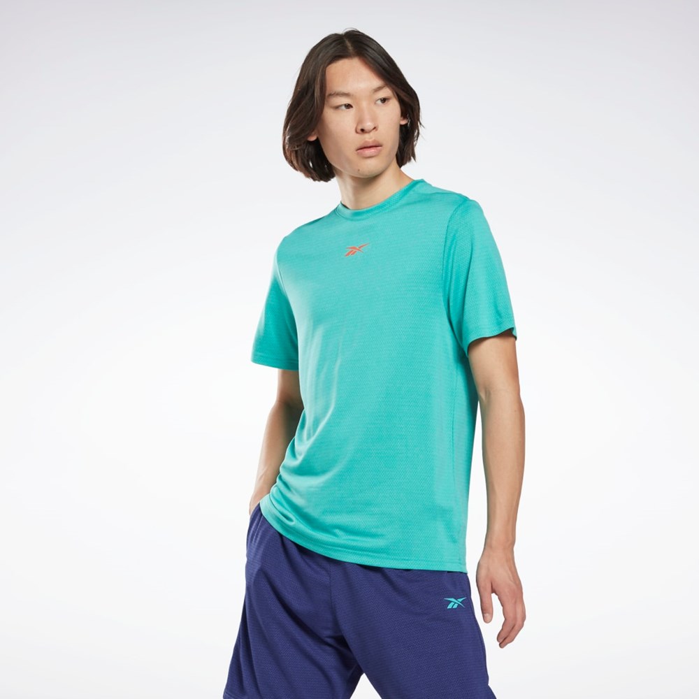 Reebok Workout Ready Mélange T-Shirt Semi Classic Teal | CAWVS-3605