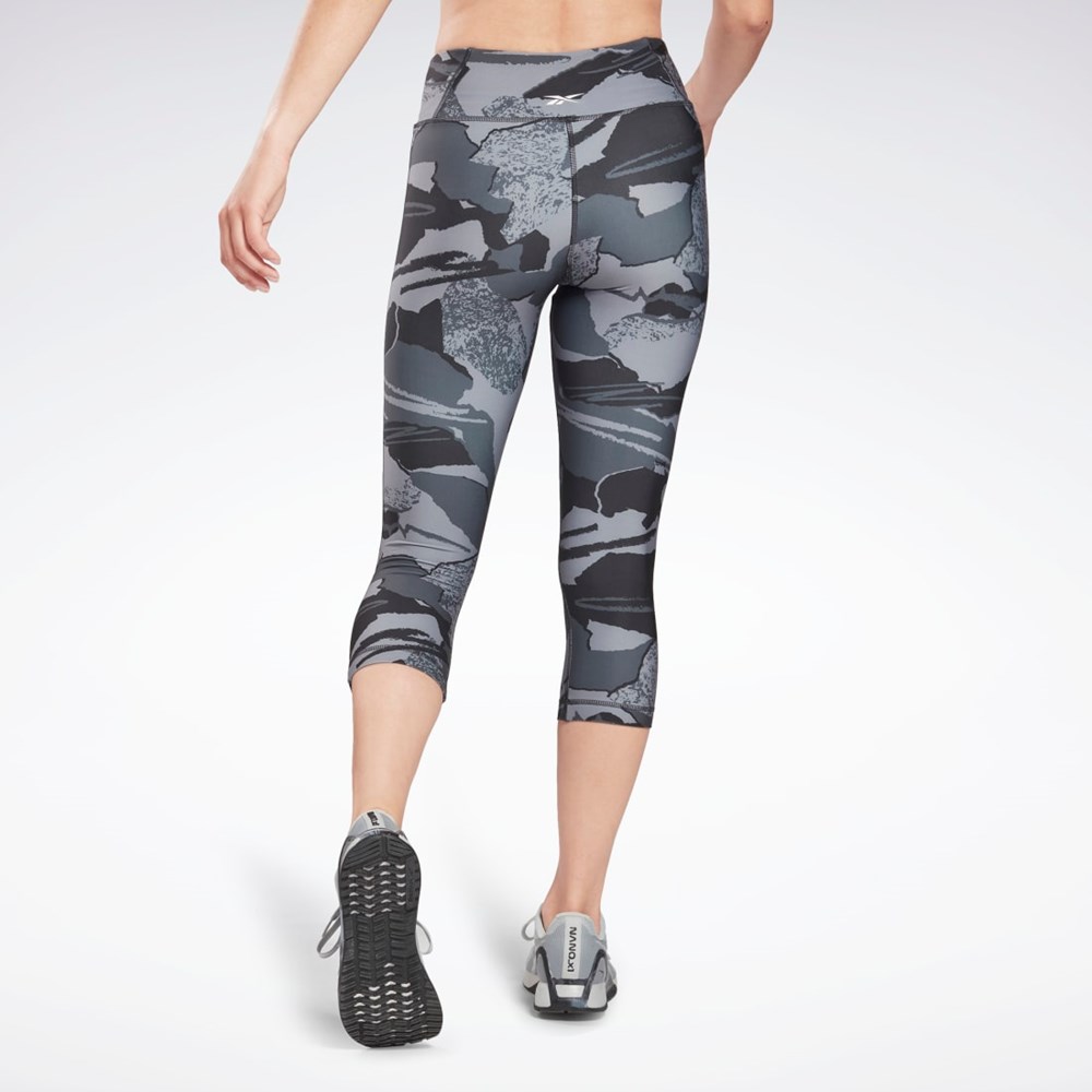 Reebok Workout Ready Printed Capri Svarta | AMNSR-6851