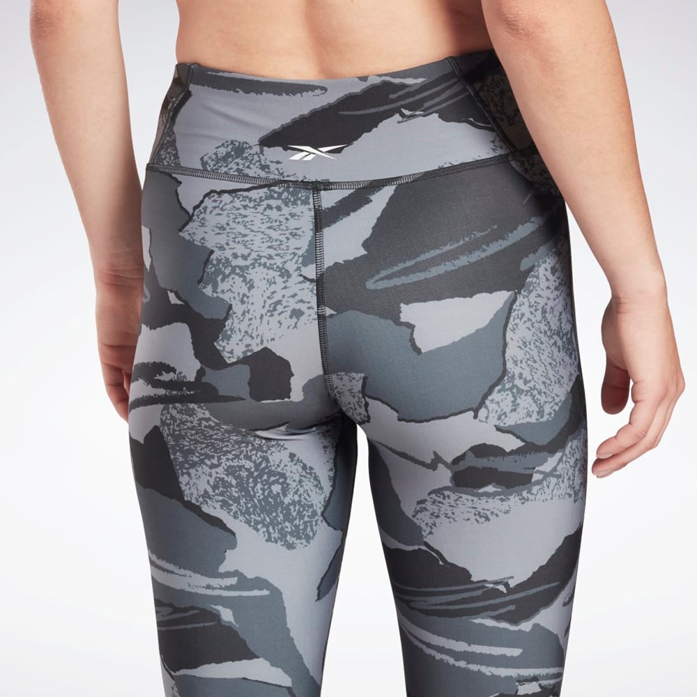 Reebok Workout Ready Printed Capri Svarta | AMNSR-6851