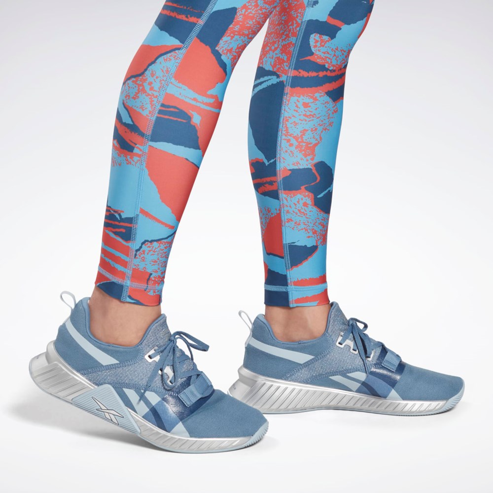 Reebok Workout Ready Printed Leggings Blå | UGTLE-5068