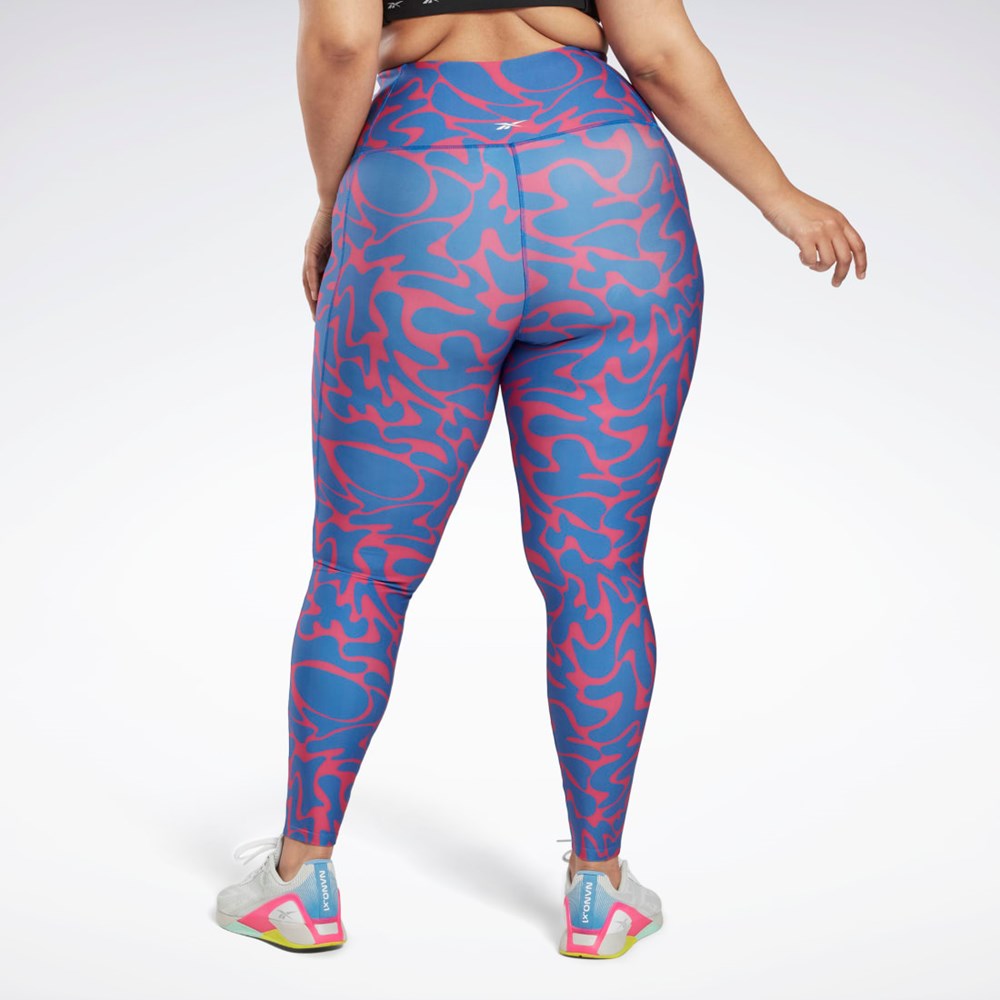 Reebok Workout Ready Printed Leggings (Plus Size) Rosa | XNCUT-7816