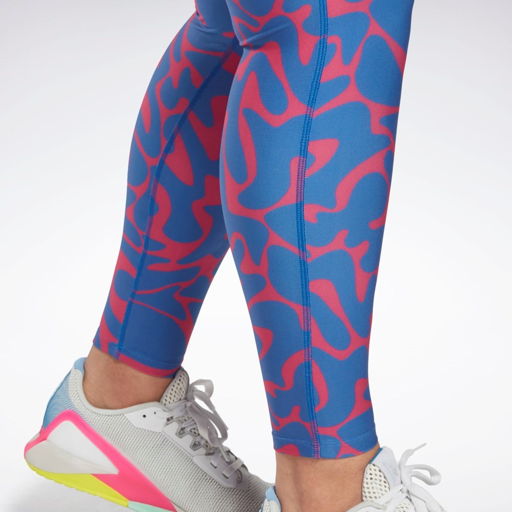 Reebok Workout Ready Printed Leggings (Plus Size) Rosa | XNCUT-7816