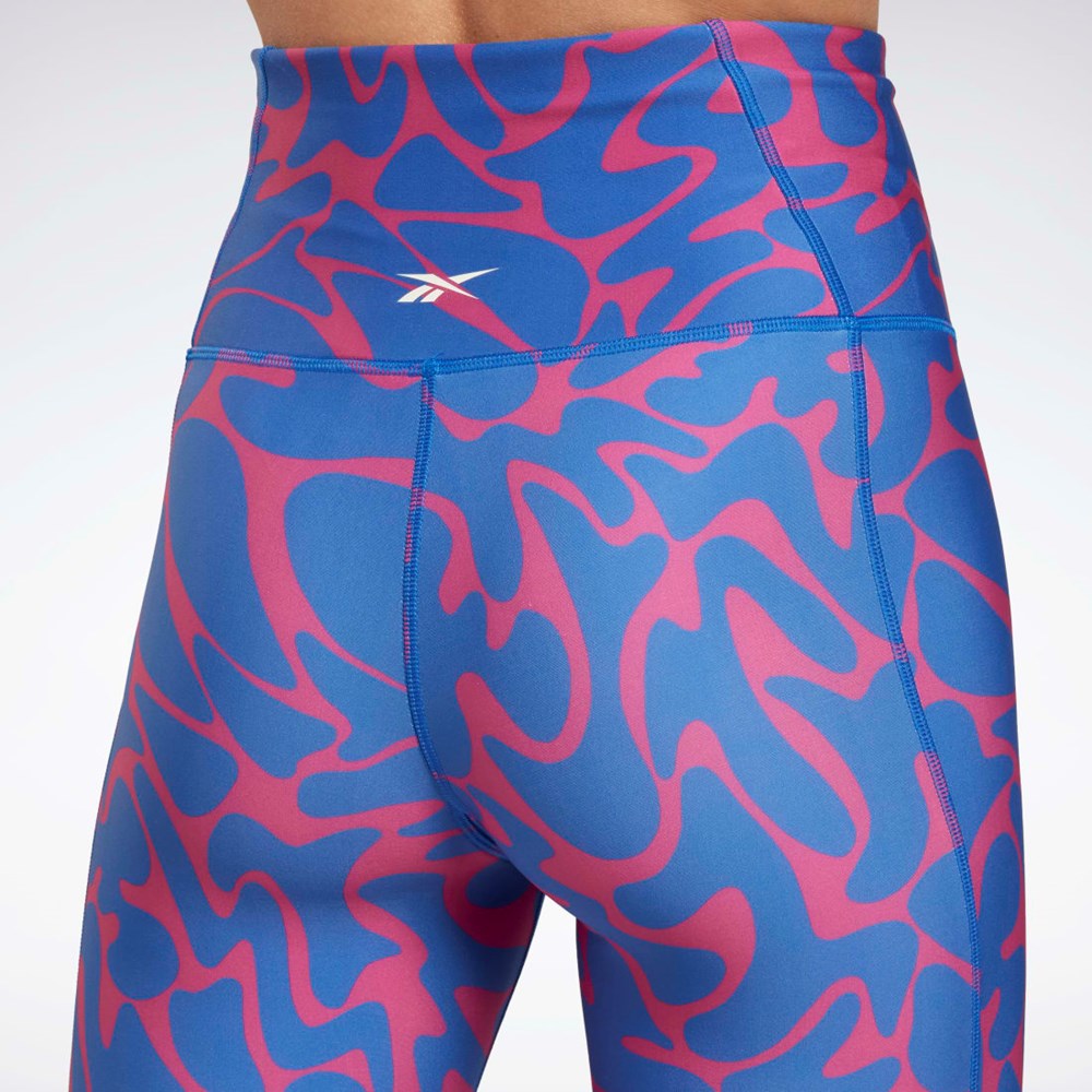 Reebok Workout Ready Printed Leggings Rosa | XBSVJ-2436