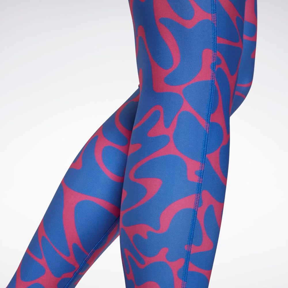 Reebok Workout Ready Printed Leggings Rosa | XBSVJ-2436