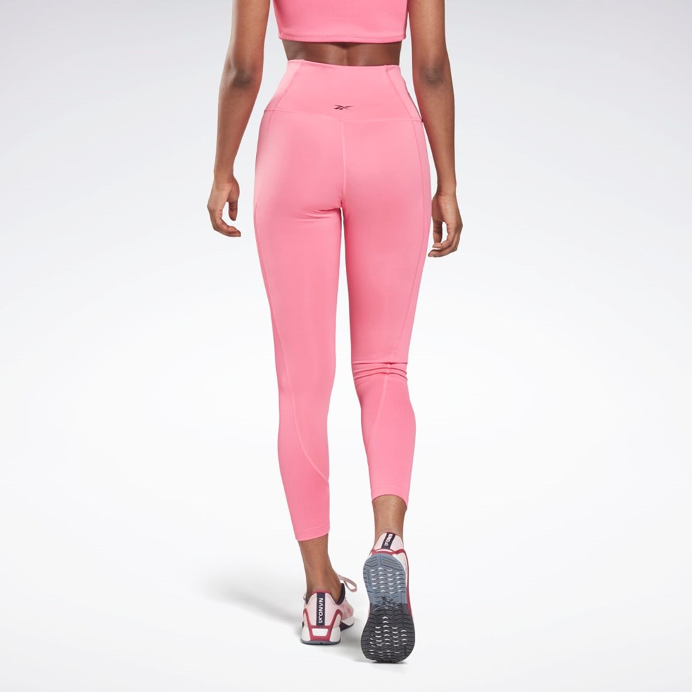 Reebok Workout Ready Rib High-Rise Leggings Rosa | CPHRN-7843