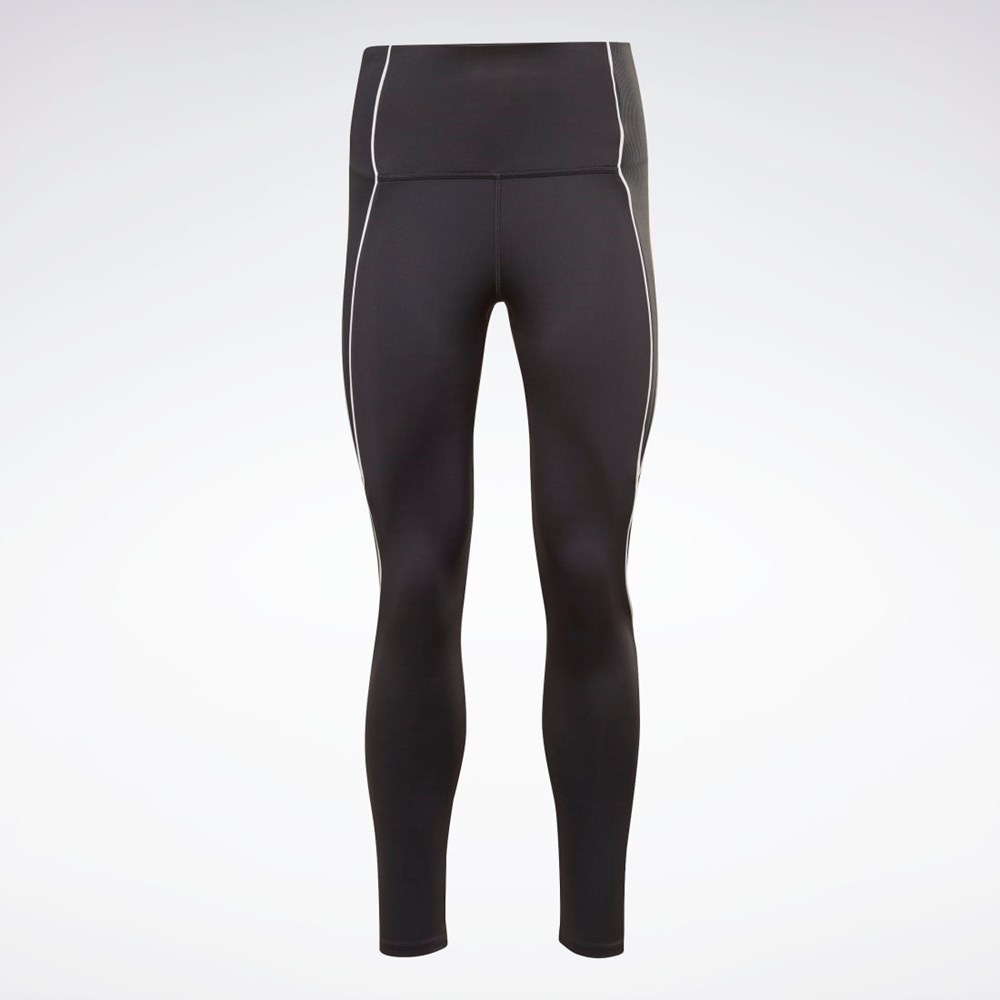 Reebok Workout Ready Räfflad High-Rise Leggings Svarta | KLZYX-6871