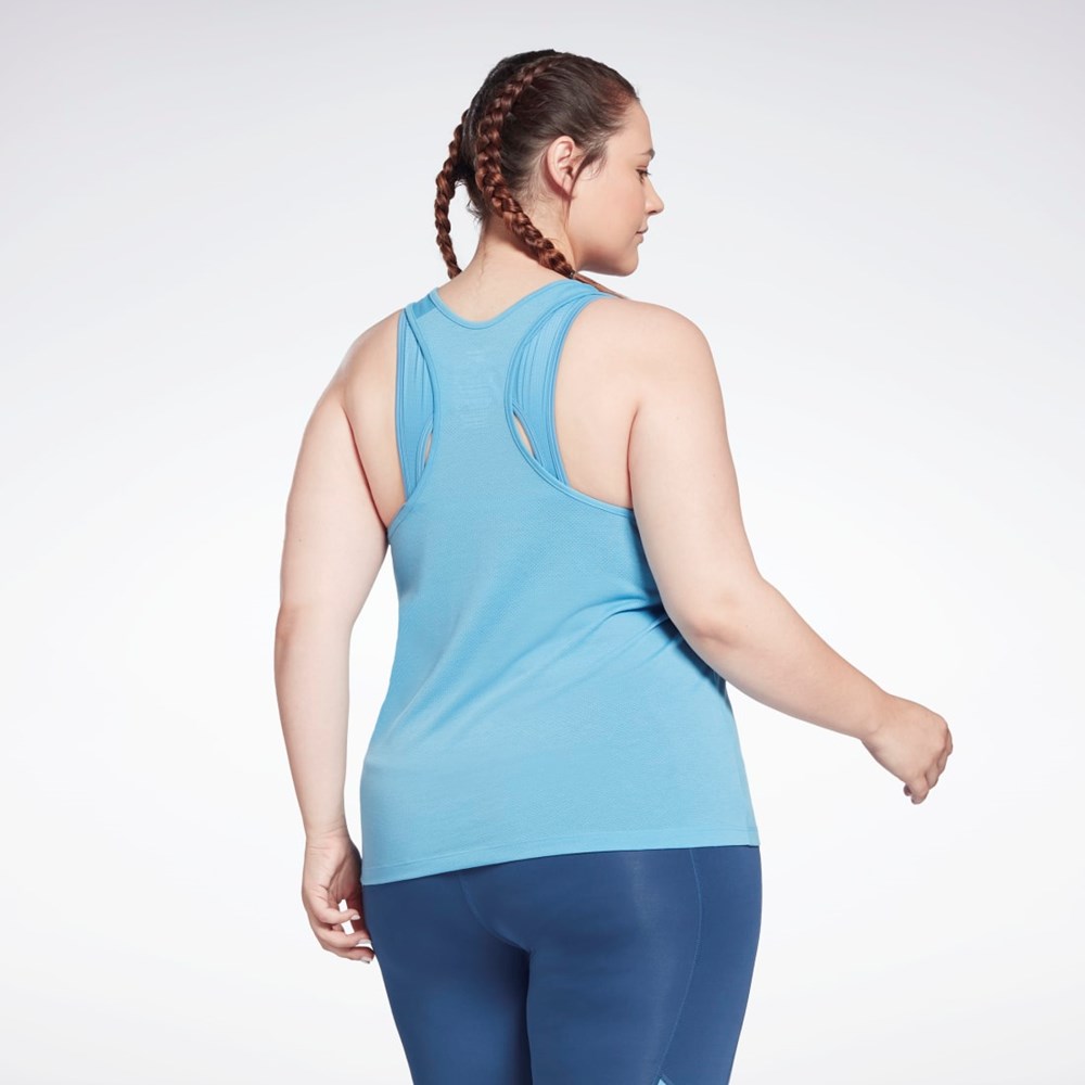 Reebok Workout Ready Supremium Big Logo Tank Top (Plus Size) Blå | WAFZS-6342