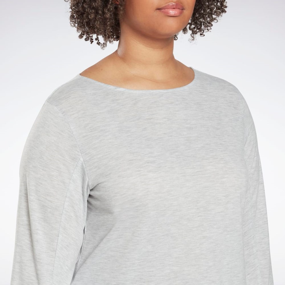 Reebok Workout Ready Supremium Long Sleeve T-Shirt (Plus Size) Ljusgrå | HNZSW-7901