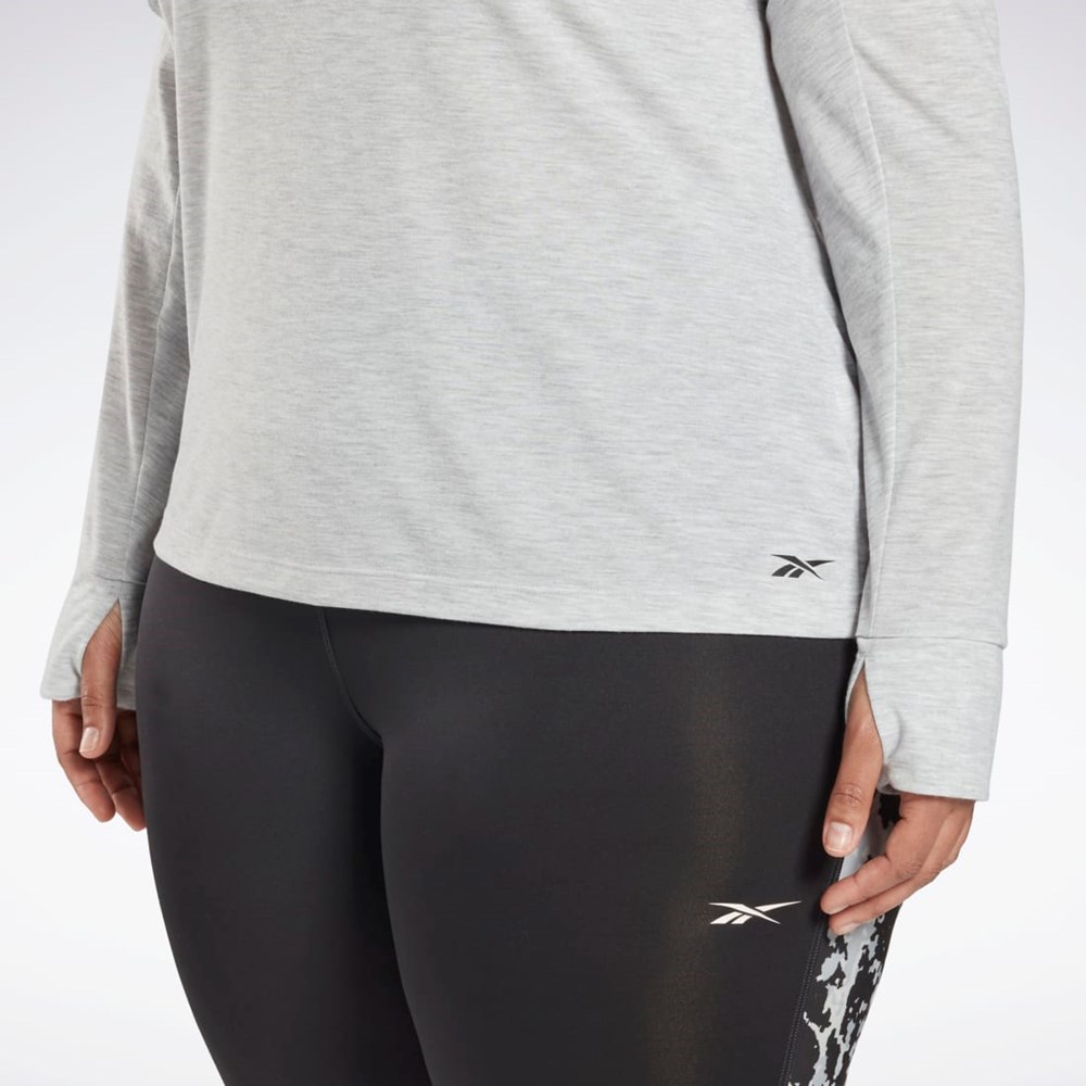 Reebok Workout Ready Supremium Long Sleeve T-Shirt (Plus Size) Ljusgrå | HNZSW-7901