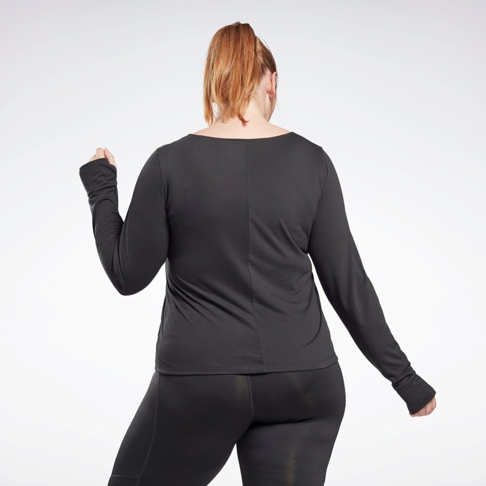 Reebok Workout Ready Supremium Long Sleeve T-Shirt (Plus Size) Svarta | WABHF-4708