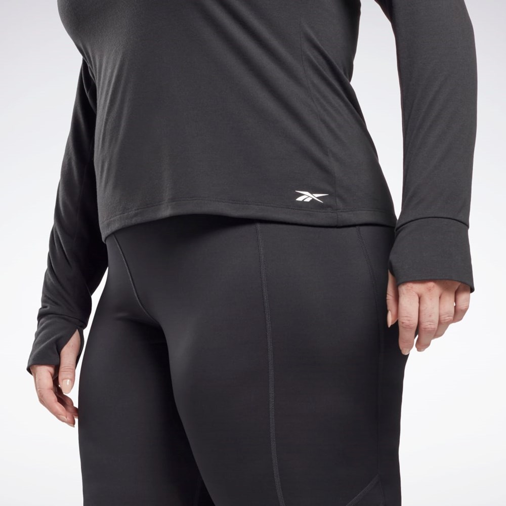 Reebok Workout Ready Supremium Long Sleeve T-Shirt (Plus Size) Svarta | WABHF-4708