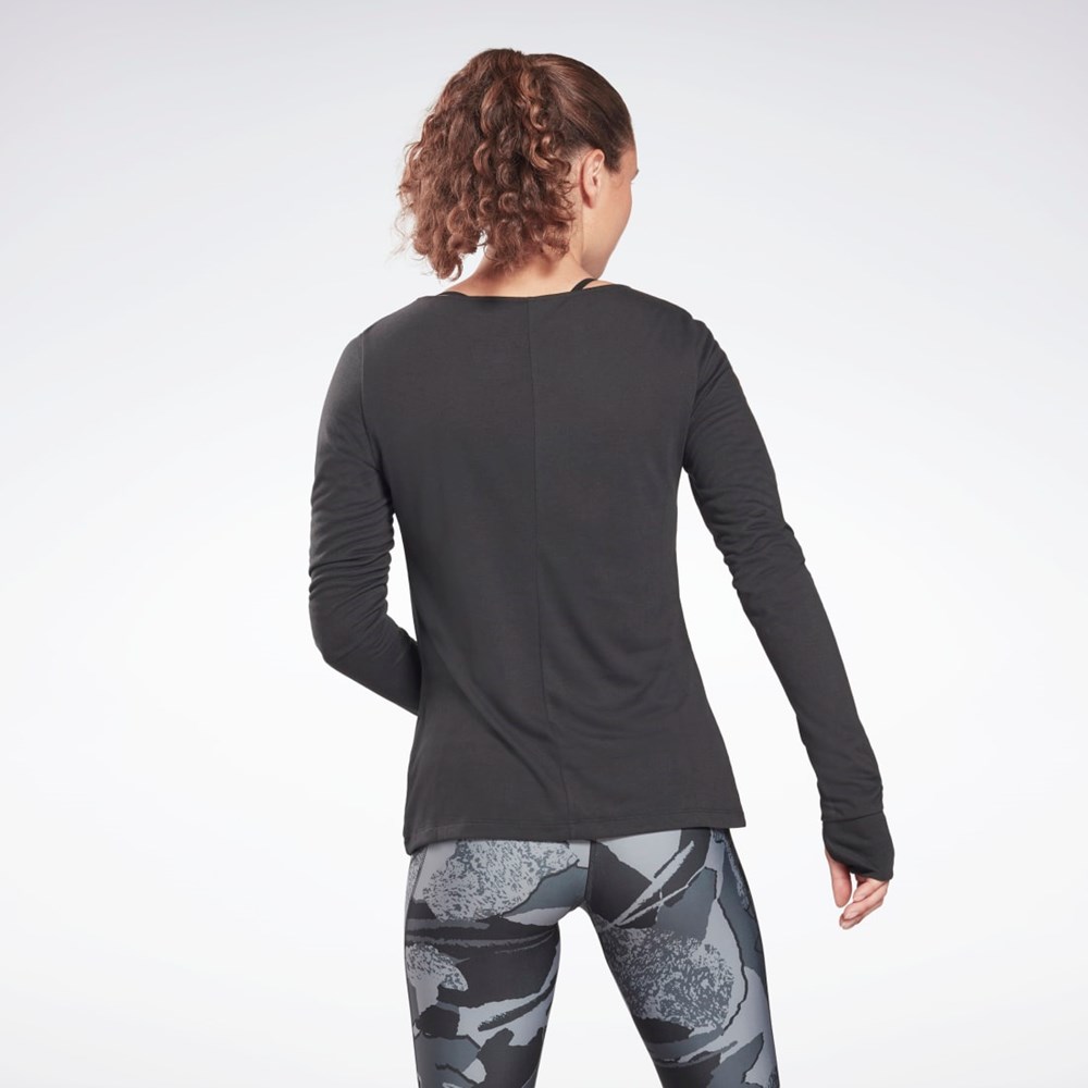 Reebok Workout Ready Supremium Long Sleeve T-Shirt Svarta | WMBEL-1546