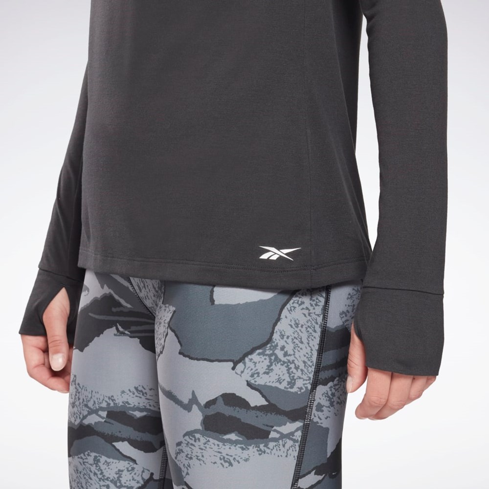 Reebok Workout Ready Supremium Long Sleeve T-Shirt Svarta | WMBEL-1546