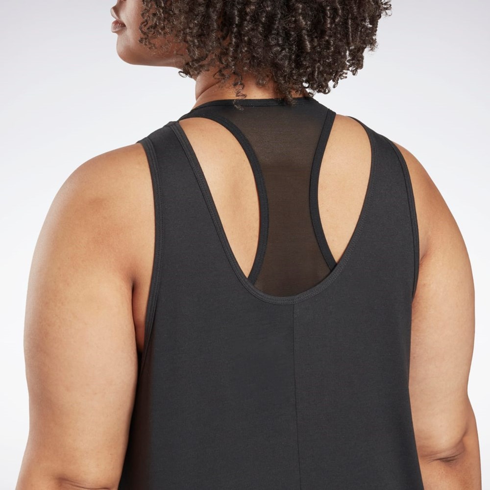 Reebok Workout Ready Supremium Tryck Tank Top (Plus Size) Svarta | ZPNEG-1896