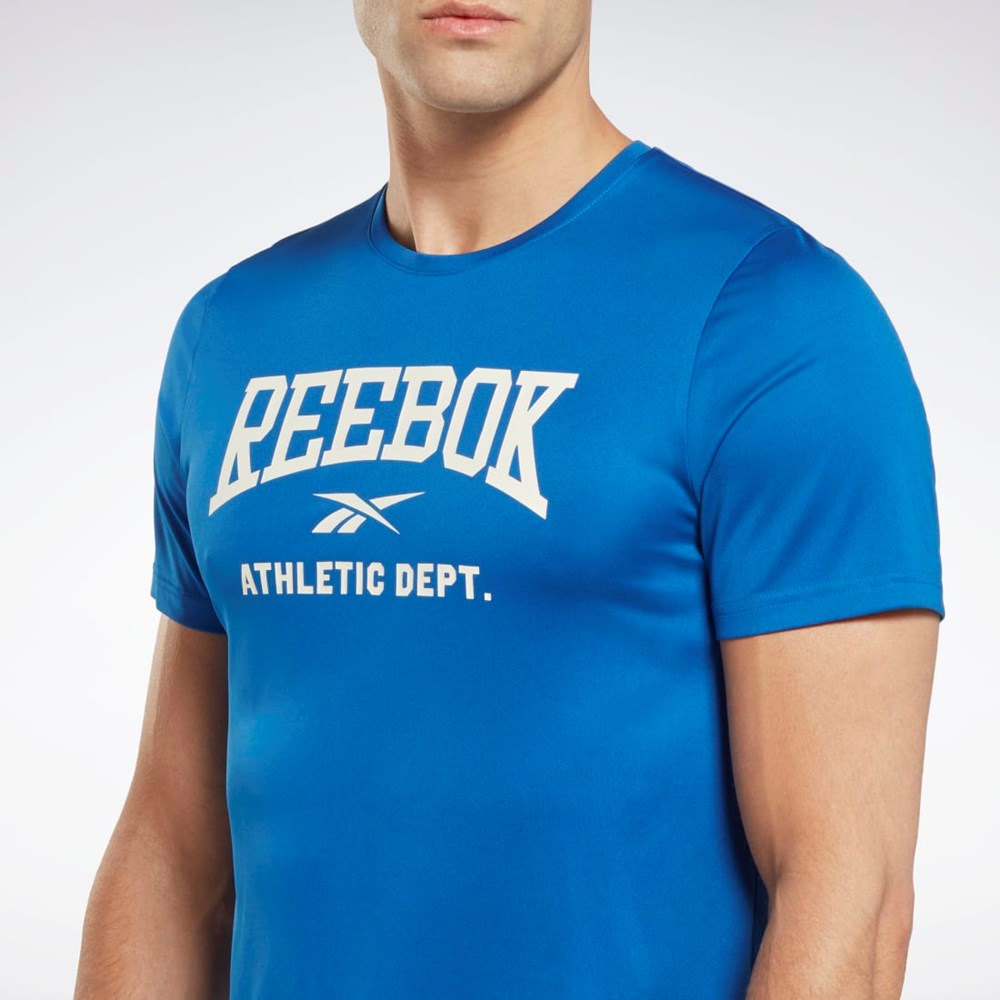 Reebok Workout Ready Tryck T-Shirt Blå | UKLFW-2859