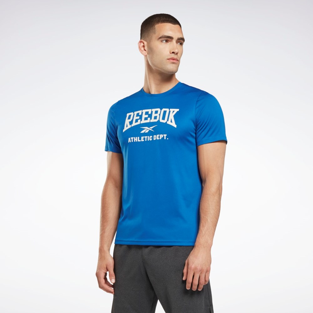 Reebok Workout Ready Tryck T-Shirt Blå | UKLFW-2859