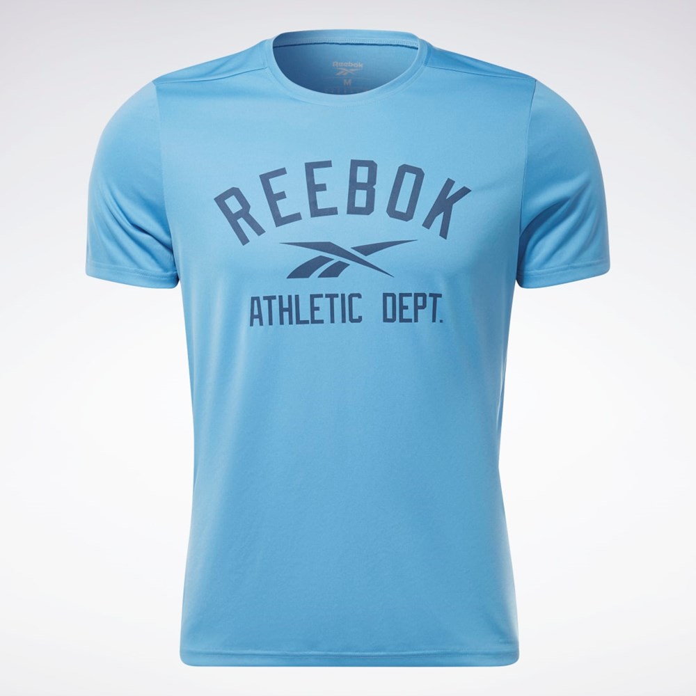 Reebok Workout Ready Tryck T-Shirt Blå | XKIRF-4502