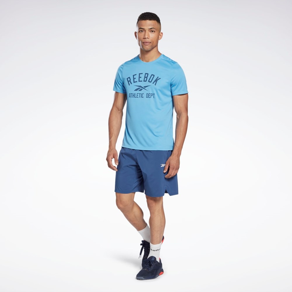 Reebok Workout Ready Tryck T-Shirt Blå | XKIRF-4502