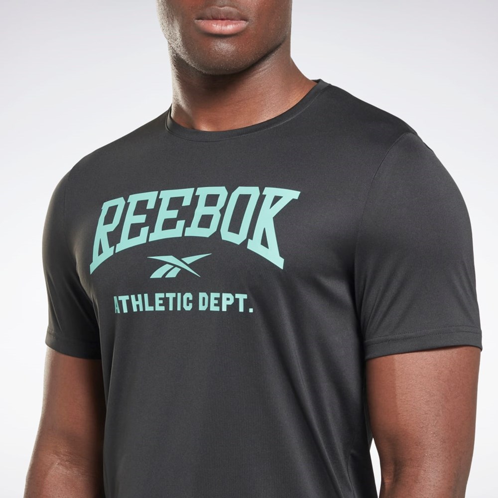 Reebok Workout Ready Tryck T-Shirt Svarta | RMKPG-8476