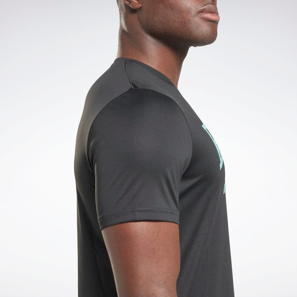 Reebok Workout Ready Tryck T-Shirt Svarta | RMKPG-8476