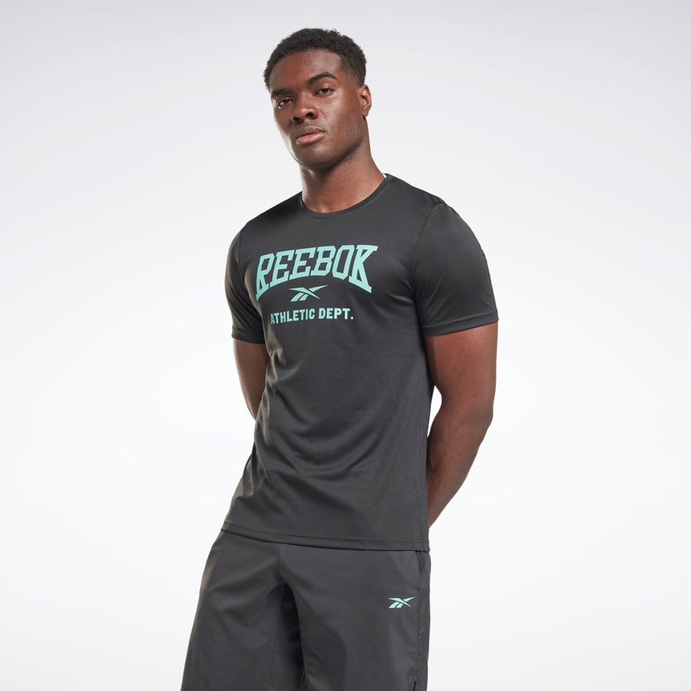 Reebok Workout Ready Tryck T-Shirt Svarta | RMKPG-8476