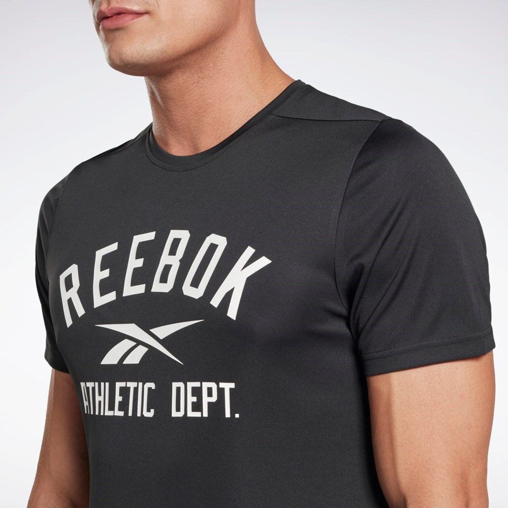 Reebok Workout Ready Tryck T-Shirt Svarta | UZSAM-2318