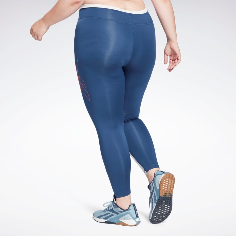 Reebok Workout Ready Vector Leggings (Plus Size) Blå | LJEQU-6871