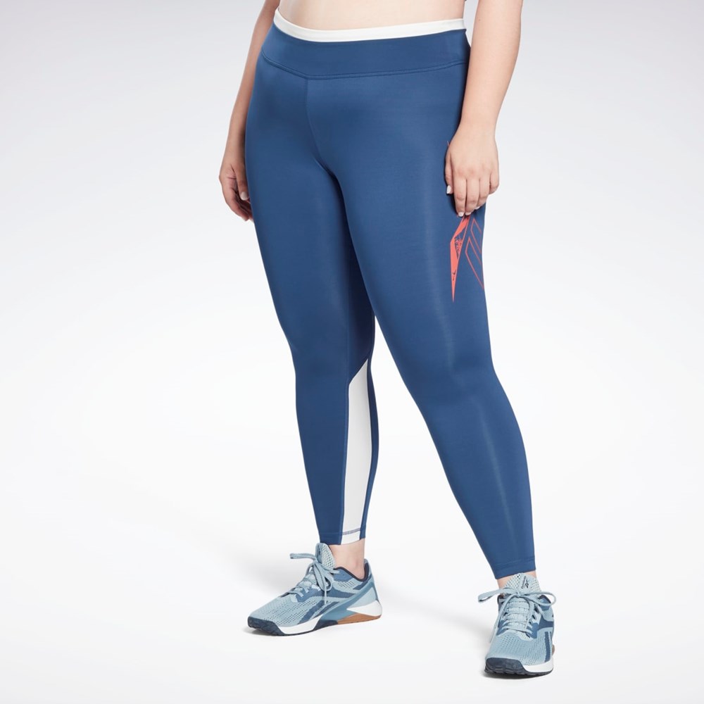 Reebok Workout Ready Vector Leggings (Plus Size) Blå | LJEQU-6871