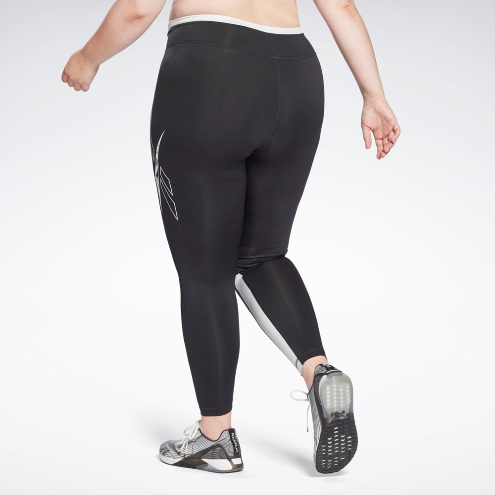 Reebok Workout Ready Vector Leggings (Plus Size) Svarta | UHKGF-5780