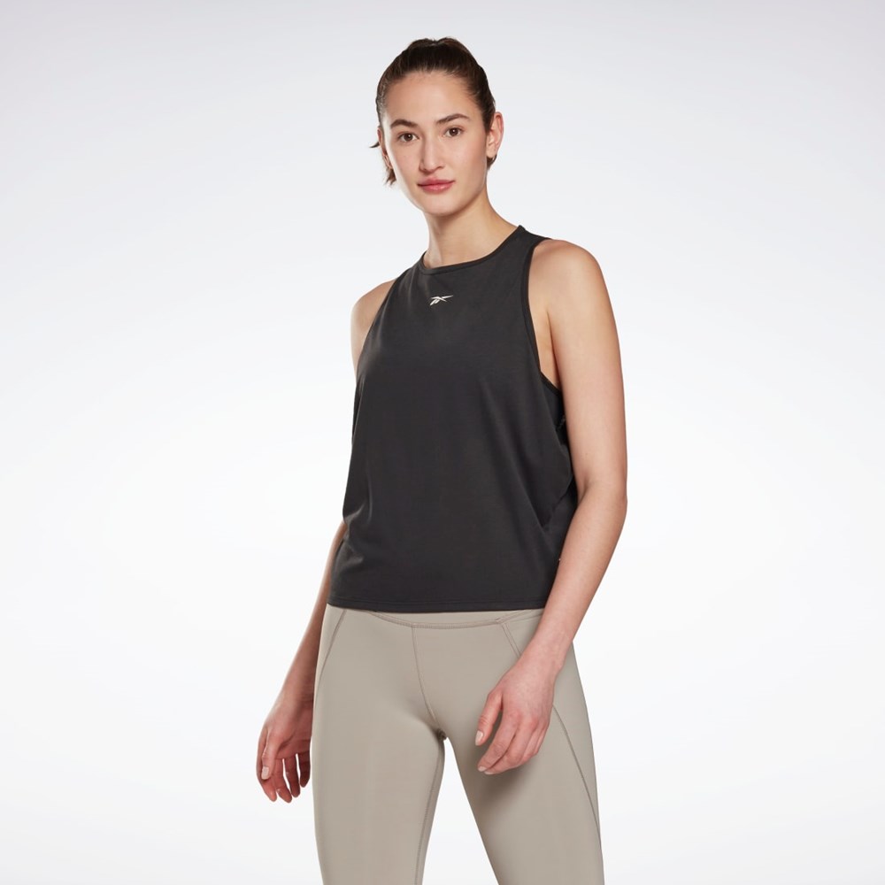 Reebok Yoga Long Tank Top Svarta | XFWAC-3742