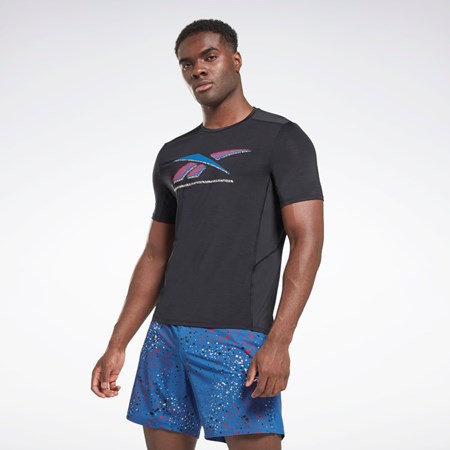 Reebok ACTIVCHILL Tryck Athlete T-Shirt Svarta | SBXLD-1704