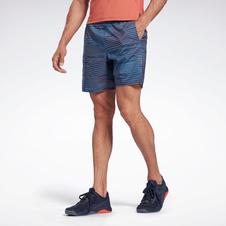 Reebok Allover Print Speed 2.0 Shorts Blå | YTOCU-1568