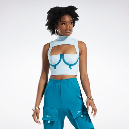 Reebok Cardi B Crop Top Blå | JZBSO-7523