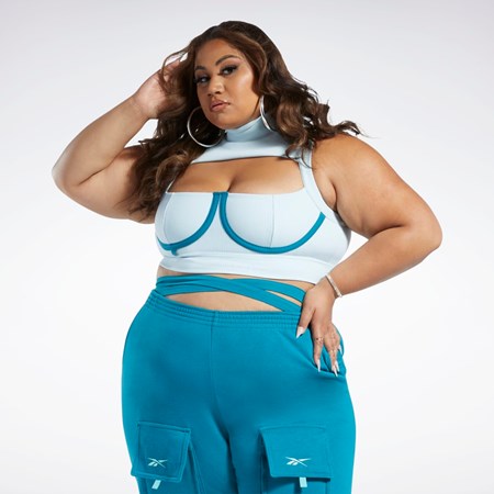 Reebok Cardi B Crop Top (Plus Size) Blå | BZIQV-1374