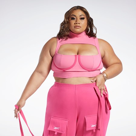 Reebok Cardi B Crop Top (Plus Size) Rosa Rosa | GMQKS-8406