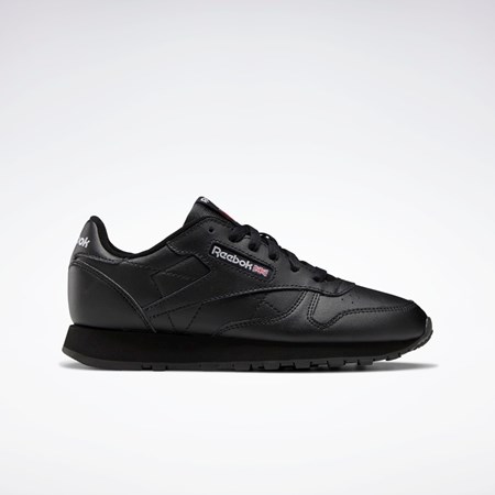 Reebok Classic Leather Shoes - Grade School Svarta Svarta Svarta | NYFPQ-6309