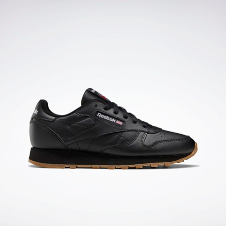 Reebok Classic Leather Shoes - Grade School Svarta Svarta | WBRCJ-5289