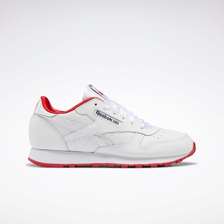 Reebok Classic Leather Shoes - Grade School Vita Vita Röda | YSQHI-1958