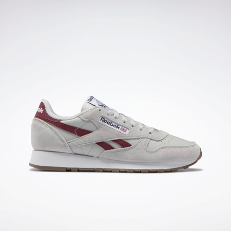 Reebok Classic Leather Shoes Grå Grå Vinröda | NSZIP-5023