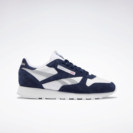 Reebok Classic Leather Shoes Marinblå Vita Grå | CEJBH-8460