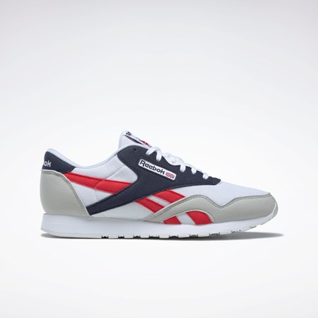 Reebok Classic Nylon Shoes Vita Marinblå Röda | OLKUZ-9720