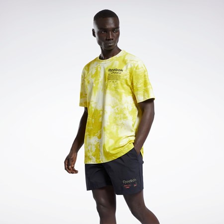 Reebok Classics Allover Print Tryck T-Shirt Gula | KBDNH-0678