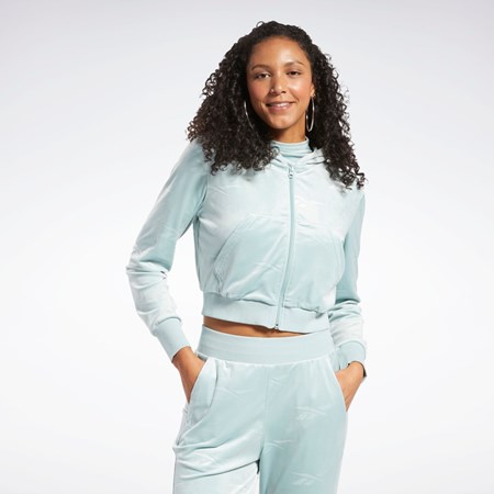 Reebok Classics Energy Q4 Velour Zip-Up Sweatshirt Grå | IHDLK-6401