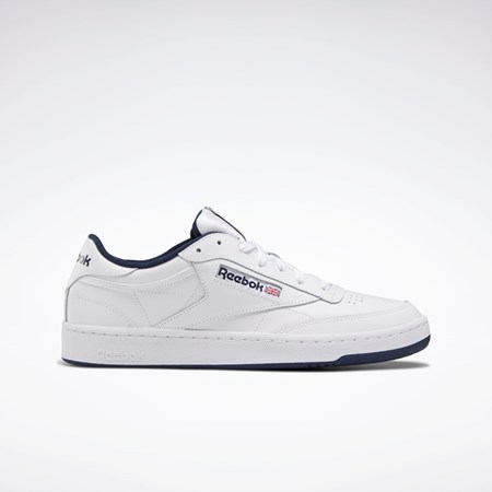 Reebok Club C 85 Shoes Vita Marinblå | RAKFV-9326