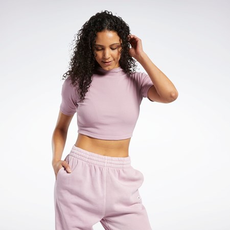 Reebok Korta Sleeve Rib Tight Shirt Infused Lilac | OEPAI-1628