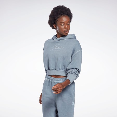 Reebok Les Mills® Natural Dye Crop Hoodie Grå | OIMRA-7985