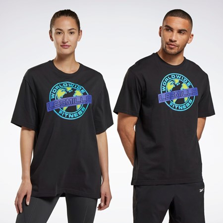 Reebok Les Mills® Oversized Tryck T-Shirt Svarta | CXAQK-4583