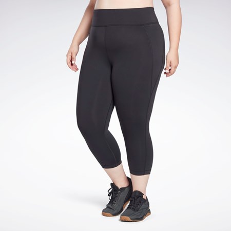 Reebok Lux 3/4 Leggings (Plus Size) Svarta | OHSRV-1750